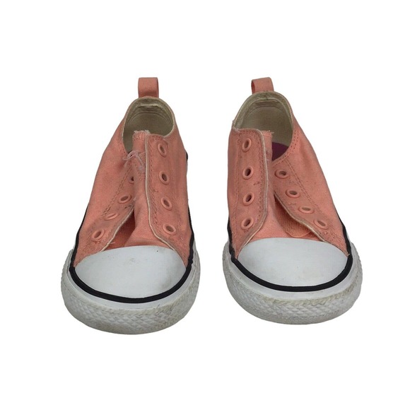 Converse Infant Chuck-T’s Low Top Sz 10 US All Star’s Peach/Pink 760850F Slip On - Picture 3 of 5